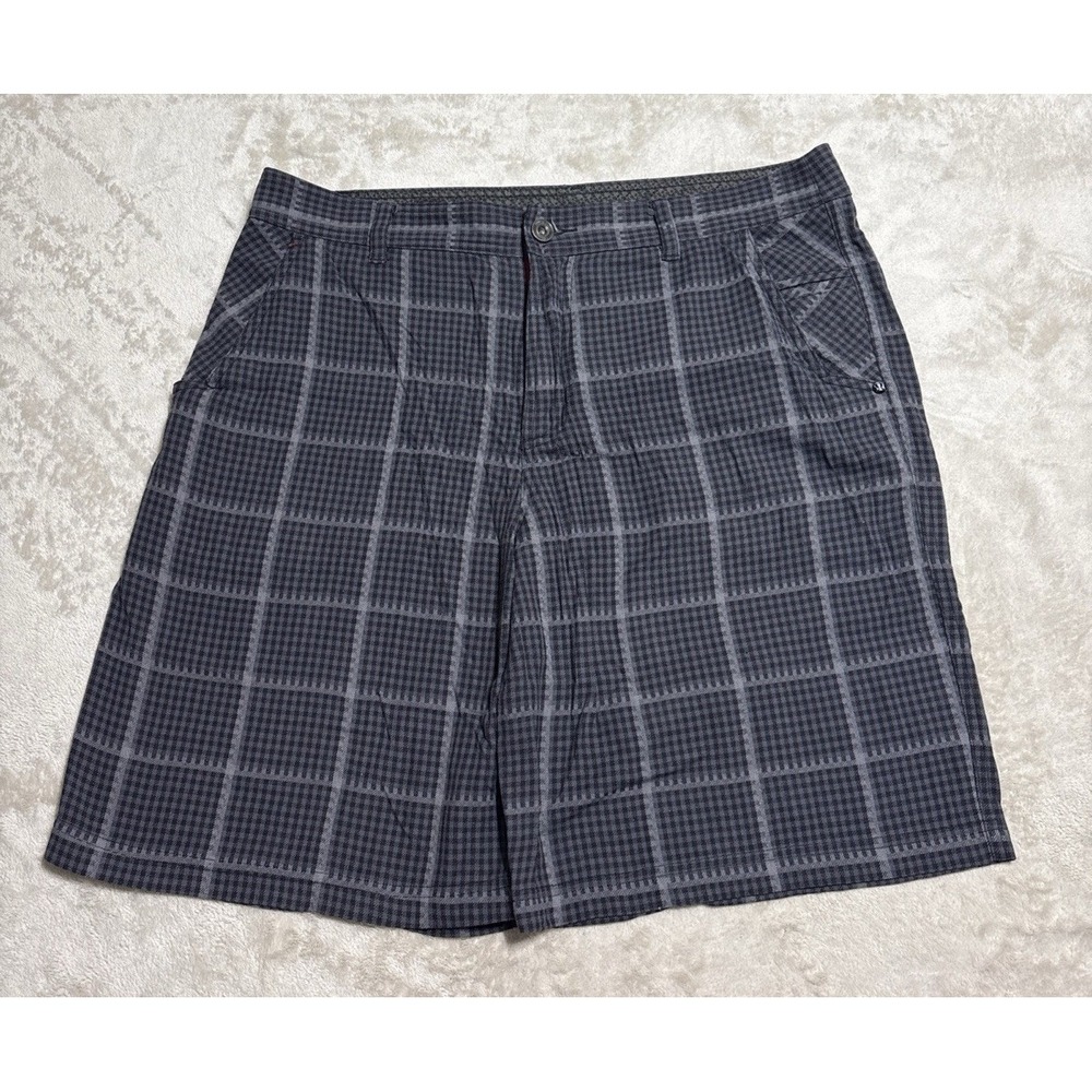 Lululemon Shorts Mens Size 38 Gray Plaid Flat Front Chino